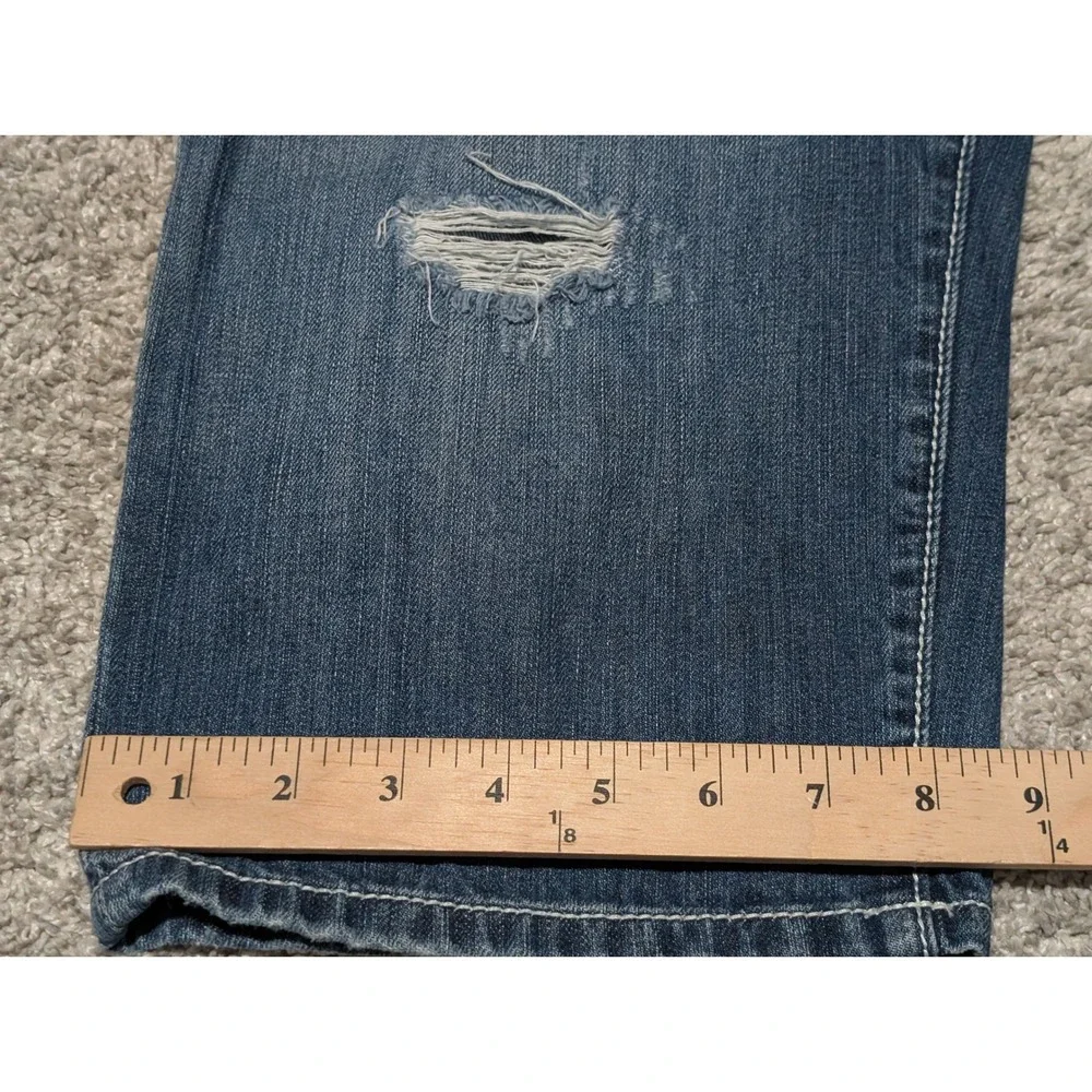 BKE Denim Shorts Women 30 Blue Hannah Capri Long Distressed Vintage Y2K Cotton
